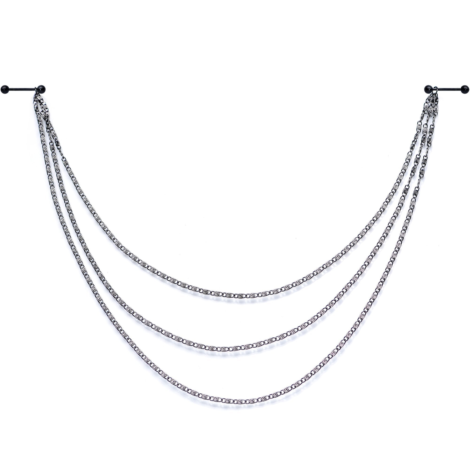 Handcrafted Black Anodized Titanium Swirly Link Dangle Nipple Chain
