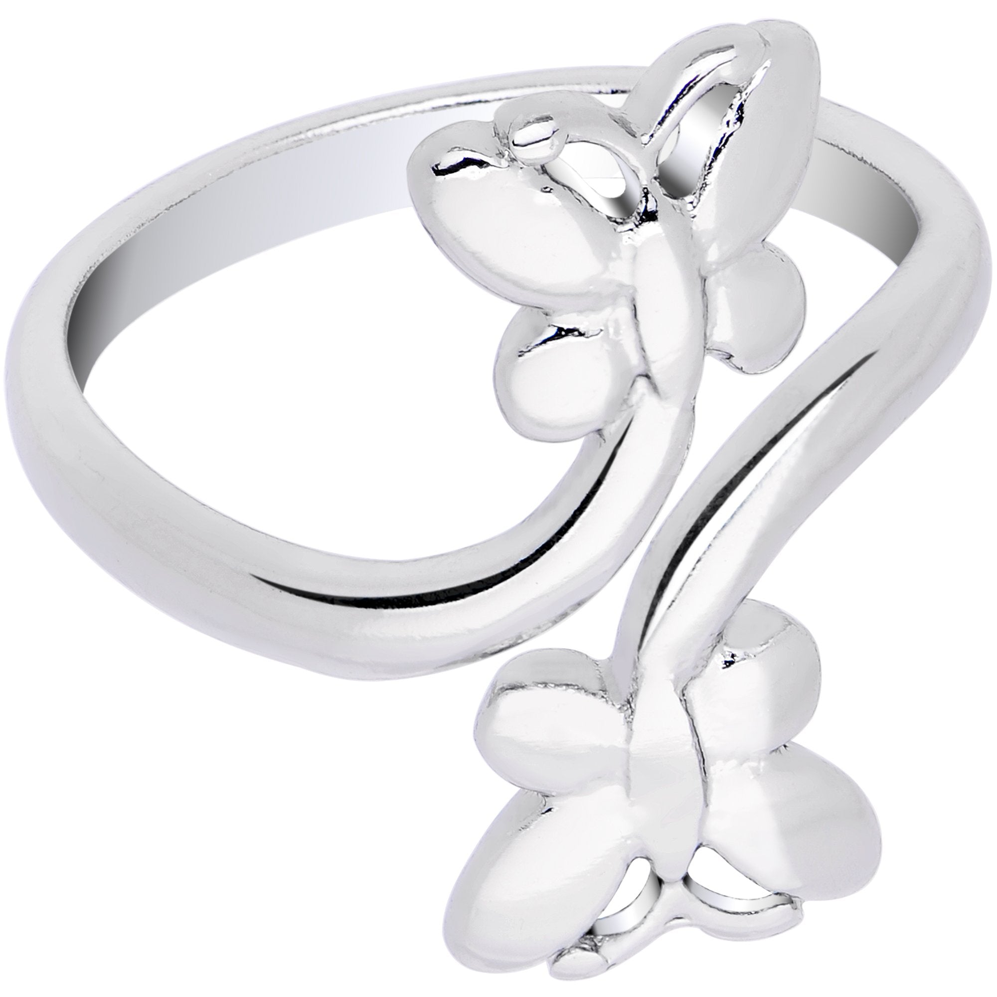 Rhodium Plated Butterfly Duo Toe Ring