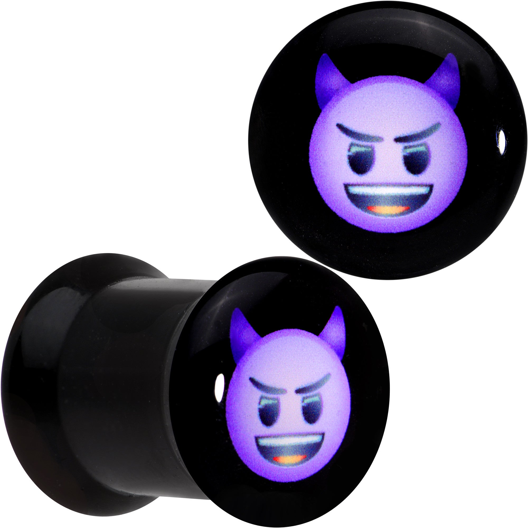 0 Gauge Licensed Purple Devil emoji Acrylic Double Flare Plug Set