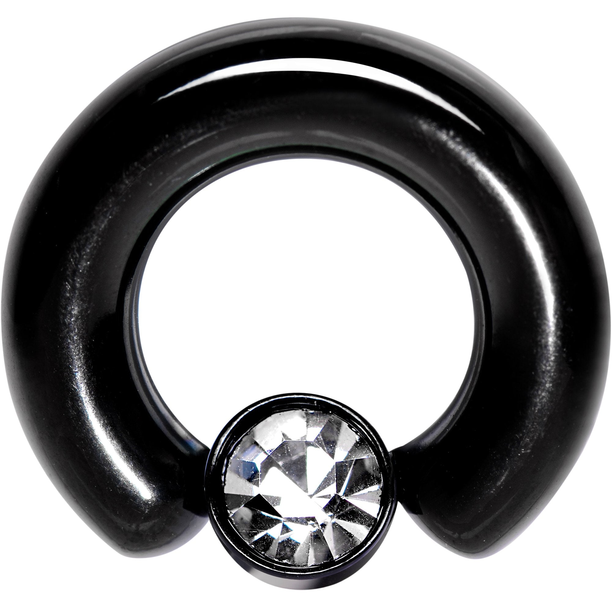 2G 9/16 Clear Gem 8mm Disc Black BCR Captive Ring