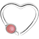 925 Silver Pink Quartz Heart Right Daith Cartilage Tragus
