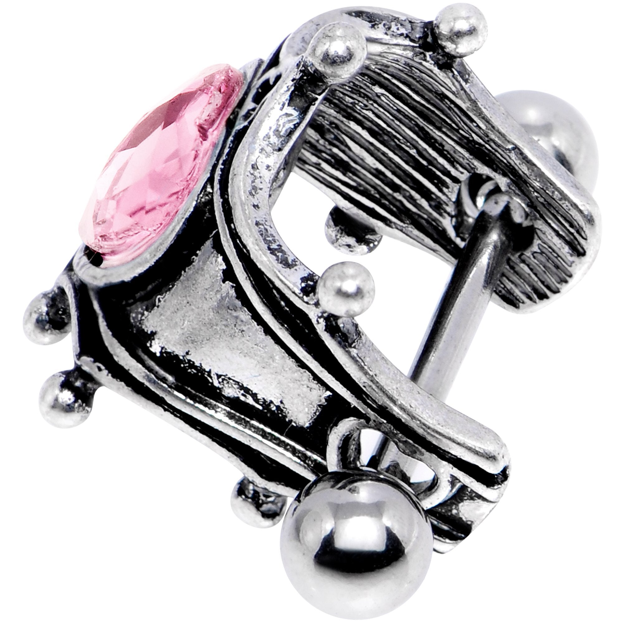 16G 1/2 Pink Gem Queen of Hearts Cuff Cartilage Earring