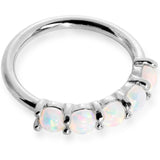 18 Gauge White Synthetic Opal 14kt White Gold Seamless Circular Ring