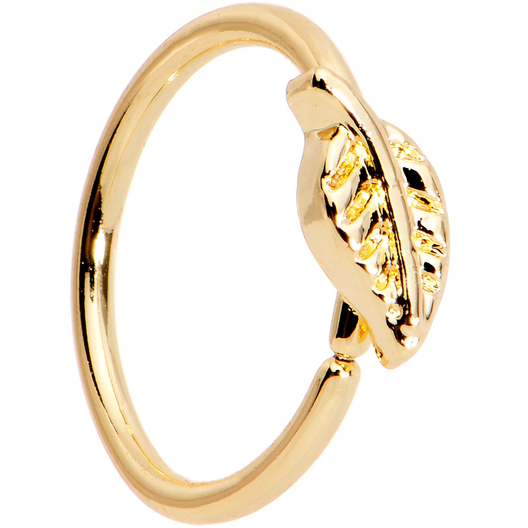 20 Gauge 5/16 Gold PVD Little Leaf Seamless Circular Ring