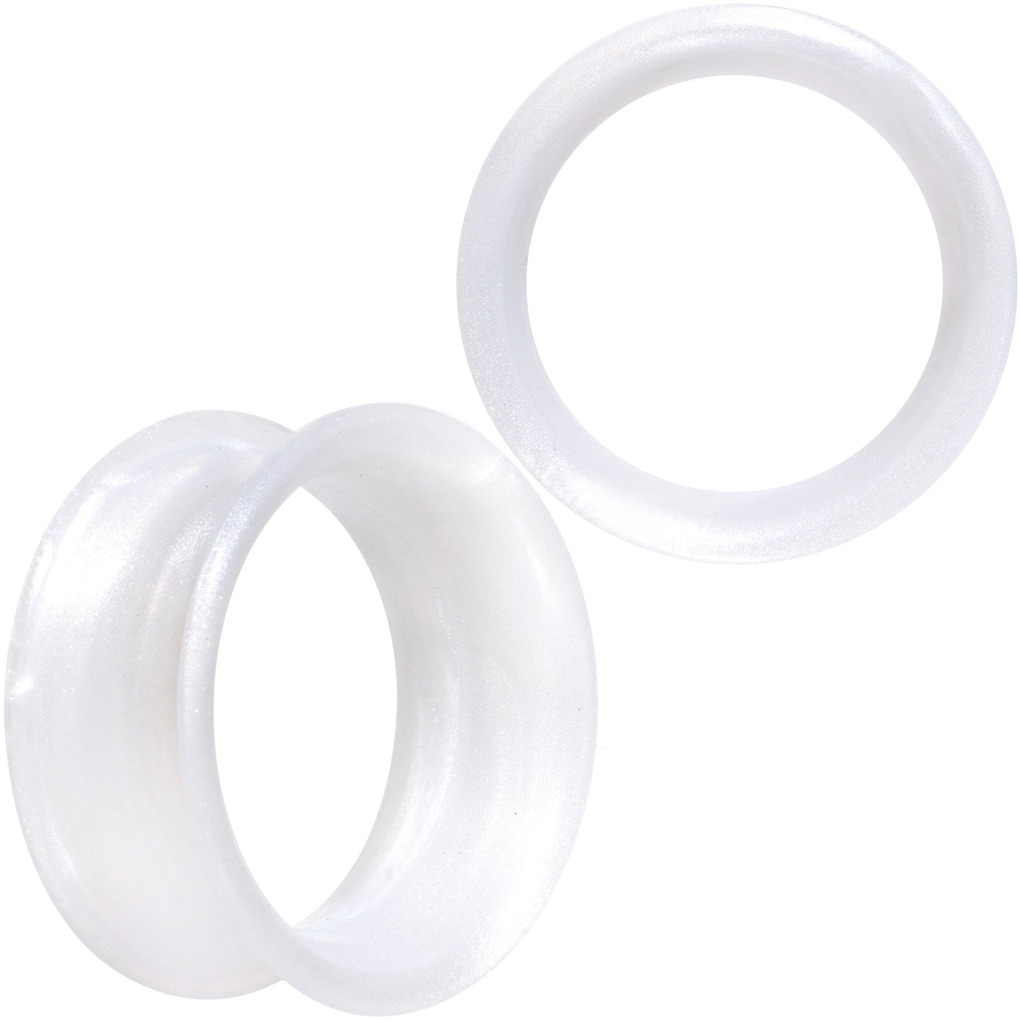 Thin Flexible White Silicone Tunnel Plug Set 6mm to 25mm
