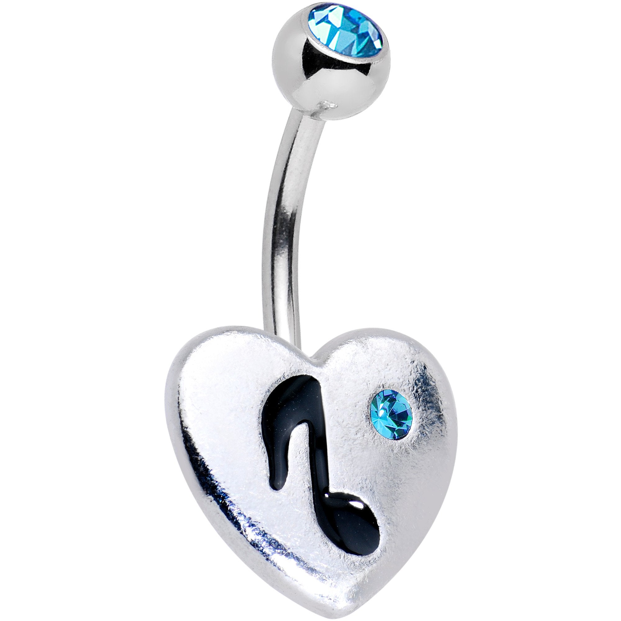 Aqua Gem I Heart Music Belly Ring