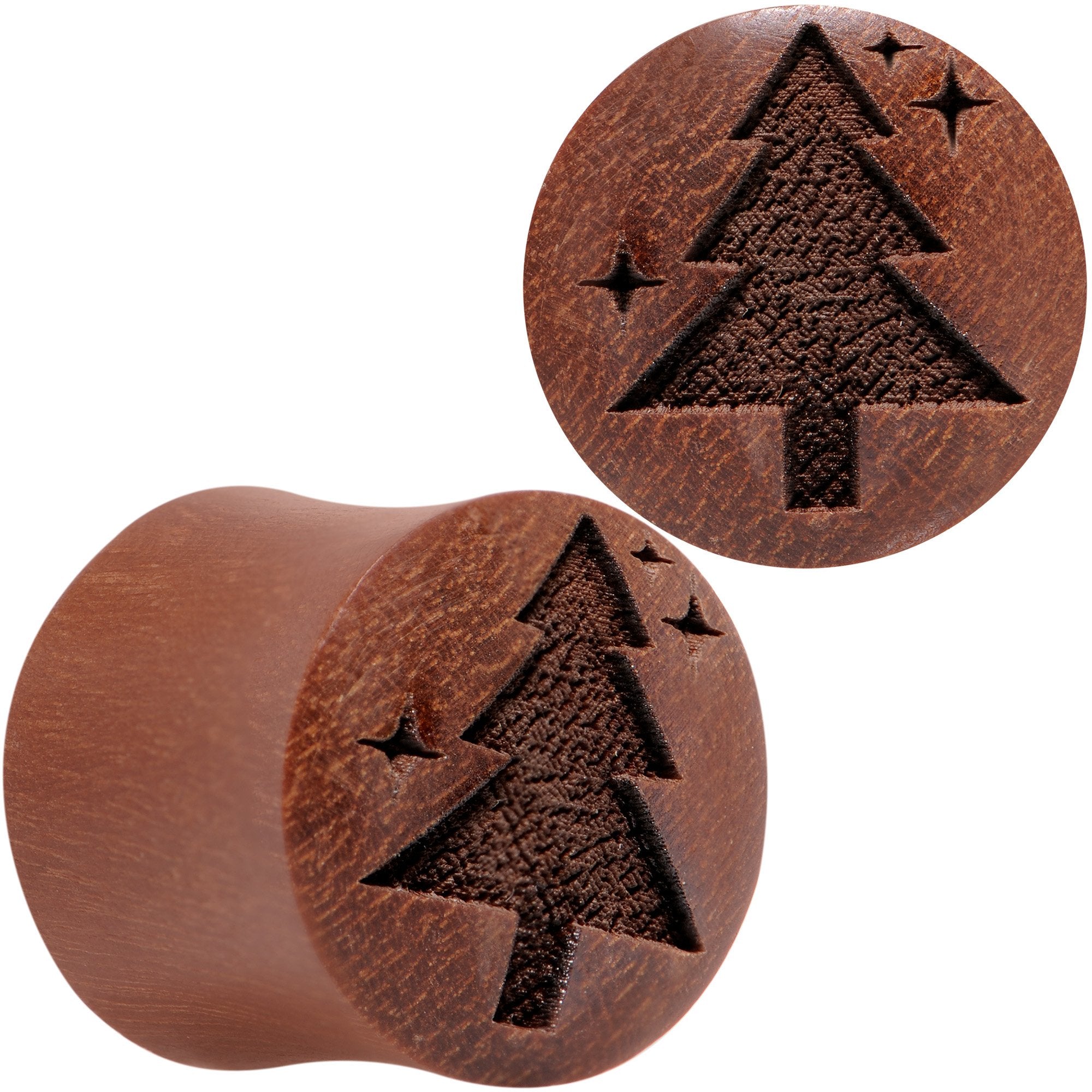 Organic Sawo Wood Christmas Tree Saddle Plug Set Sizes 8mm to 25mm