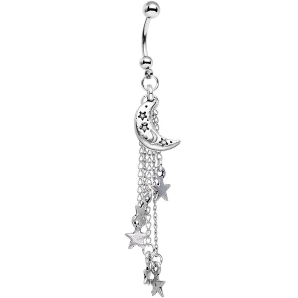 Handcrafted Stars at Night Moon of Life Dangle Belly Ring