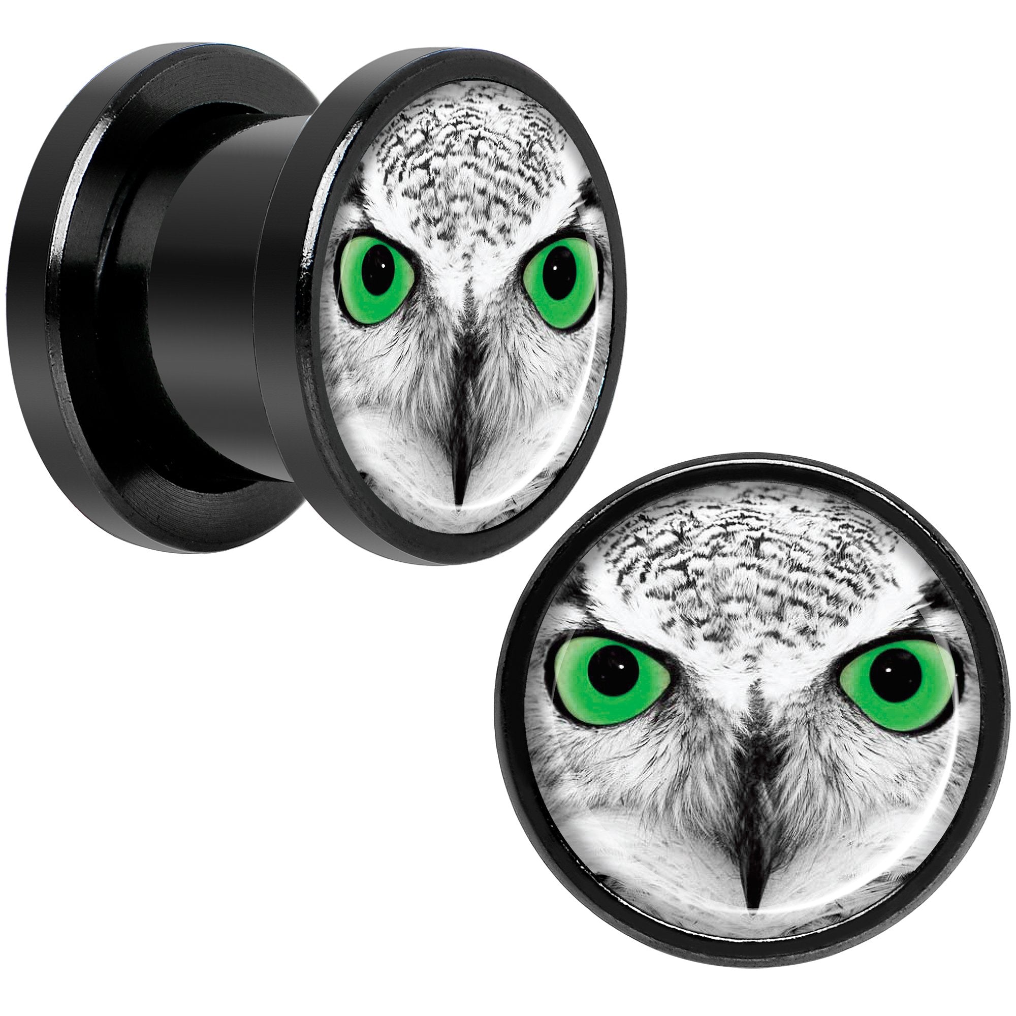 Black White Owl Black Anodized Screw Fit Plug Set 00G