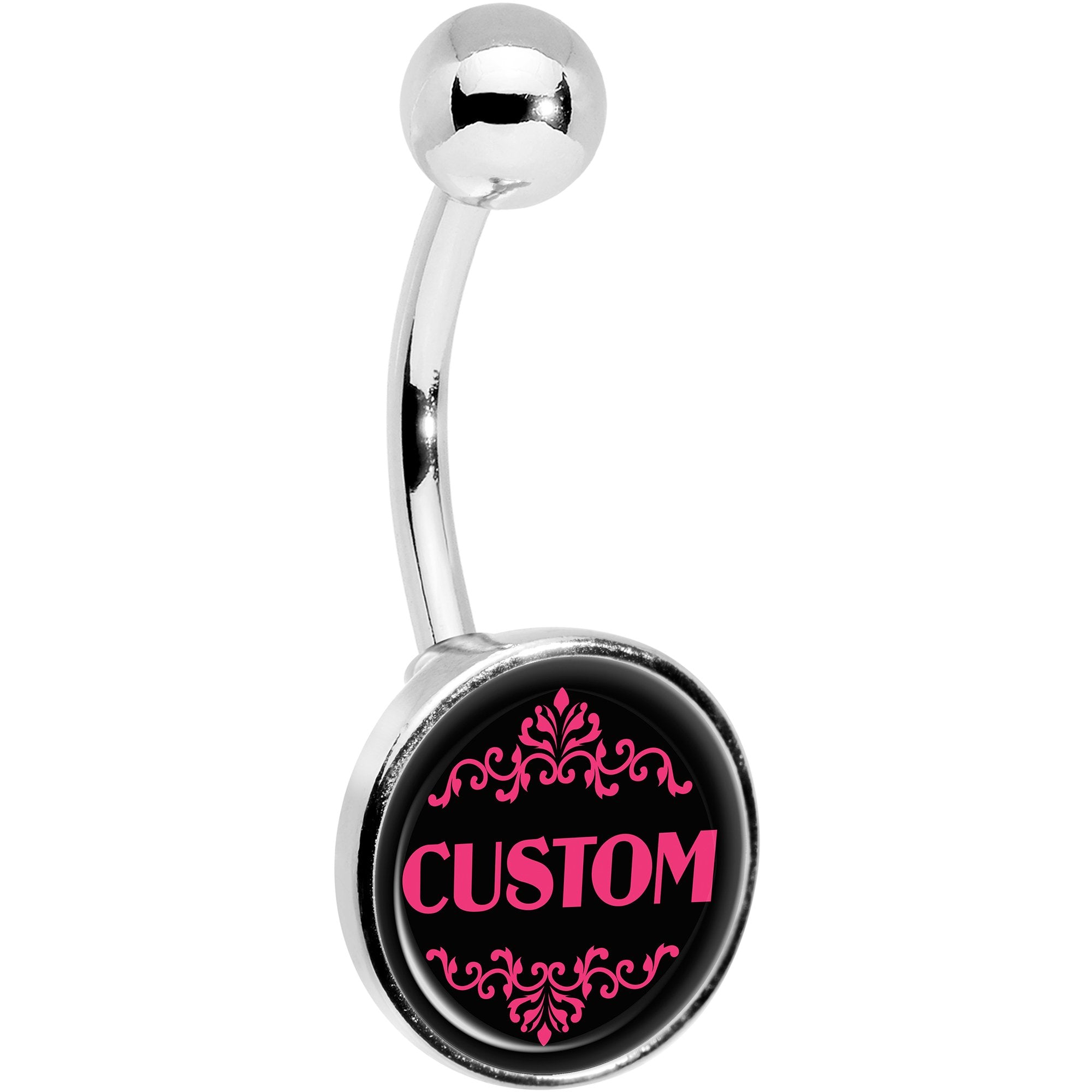 Custom Pink Personalized Name Belly Ring
