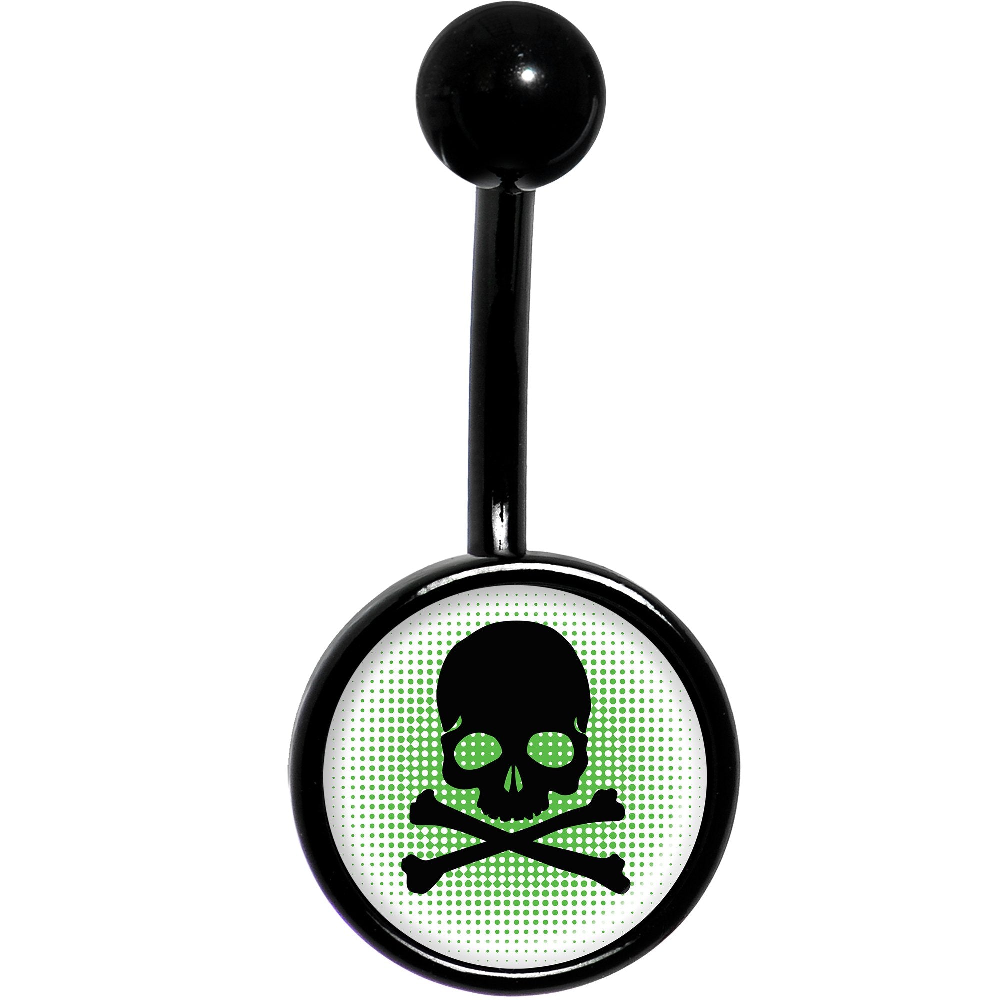Green Black Skull Black  Stainless Steel Belly Ring lightweight comfortable