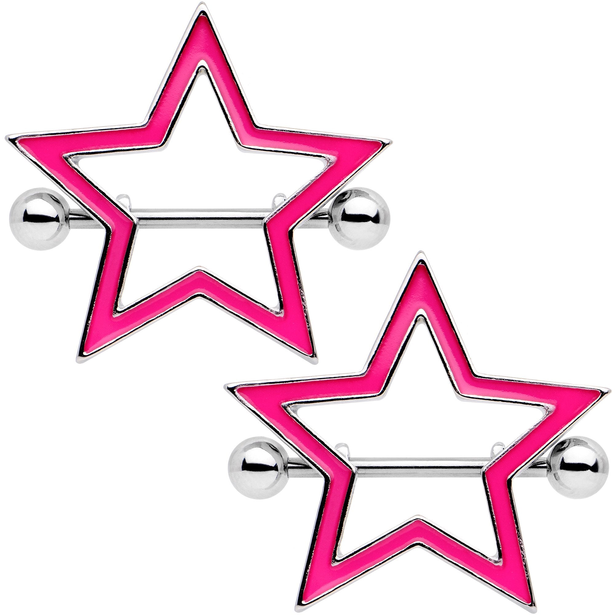 3/4 Pink Glow in the Dark Sexy Star Nipple Shield Set