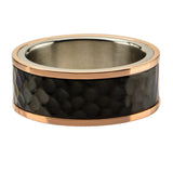 Mens Steel Tri-Tone Hammered Finish Stainless Steel Ring