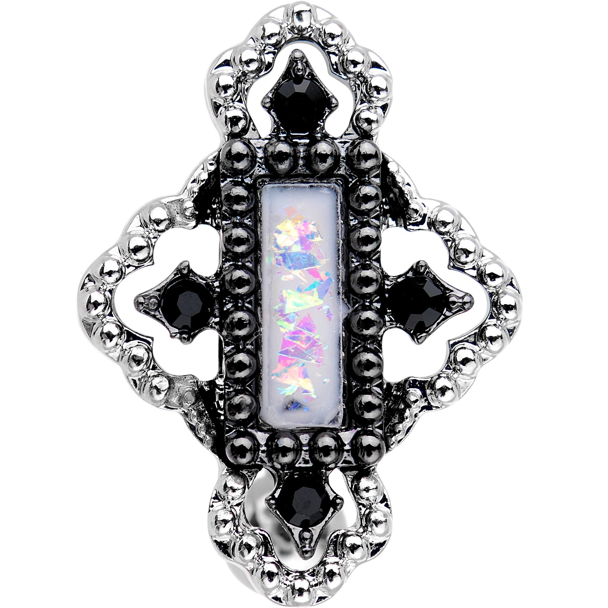 White Gem Confetti Party Pendant Top Mount Belly Ring
