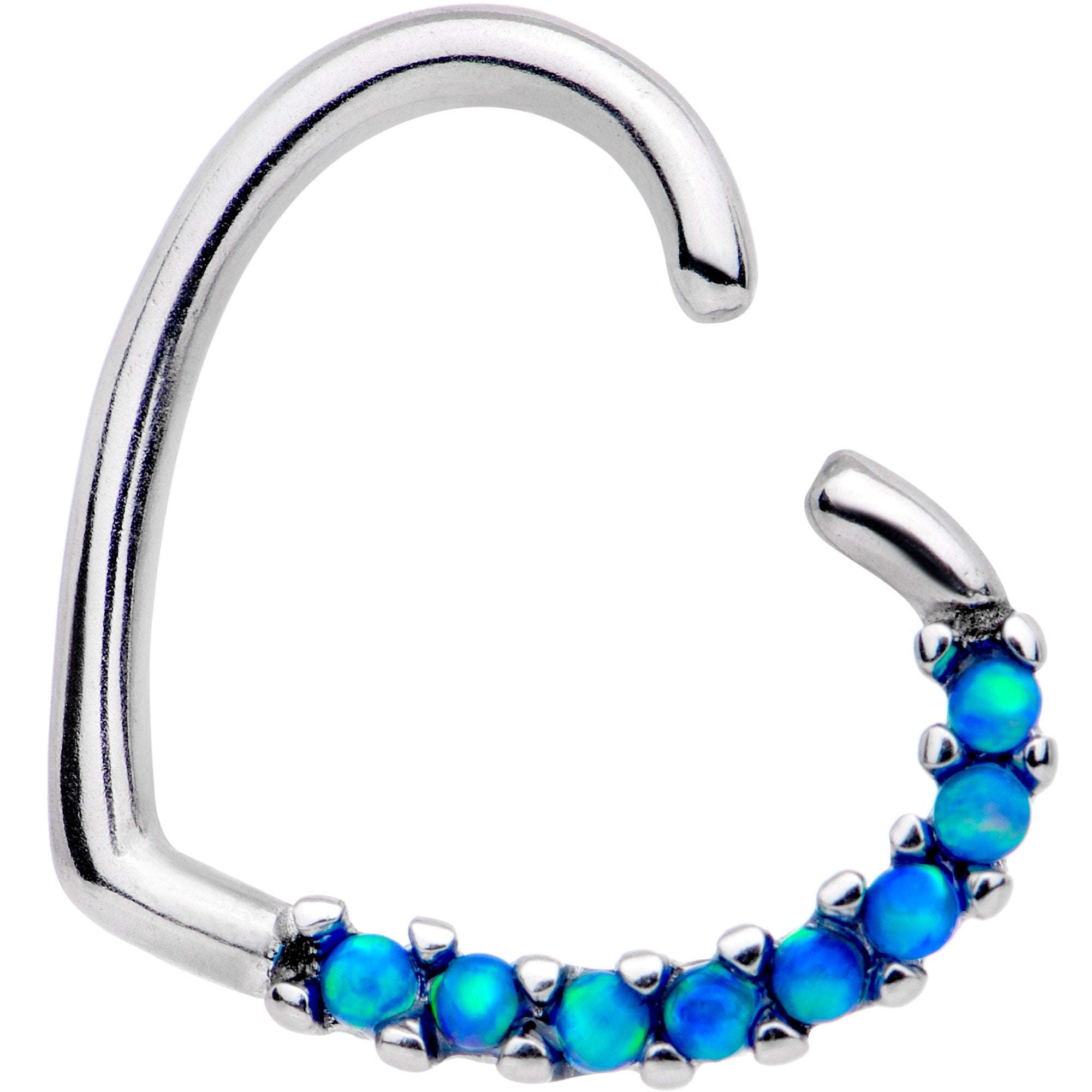 16 Gauge Blue Synthetic Opal Left Side Heart Cartilage Closure Ring