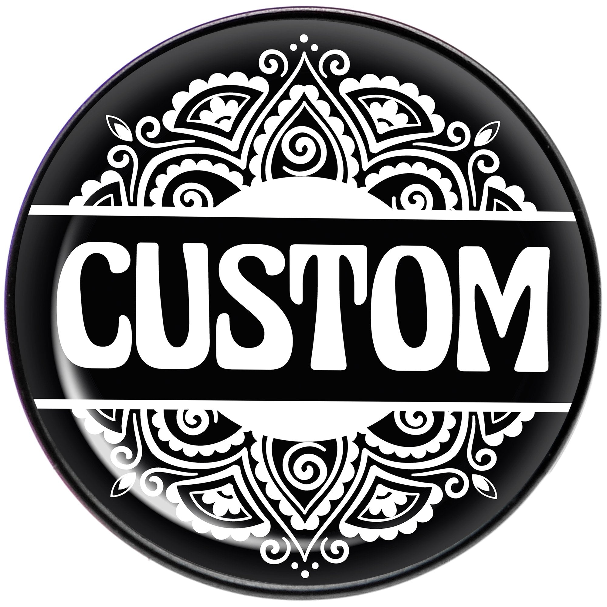Custom Black Mandala Personalized Name Black Barbell Tongue Ring