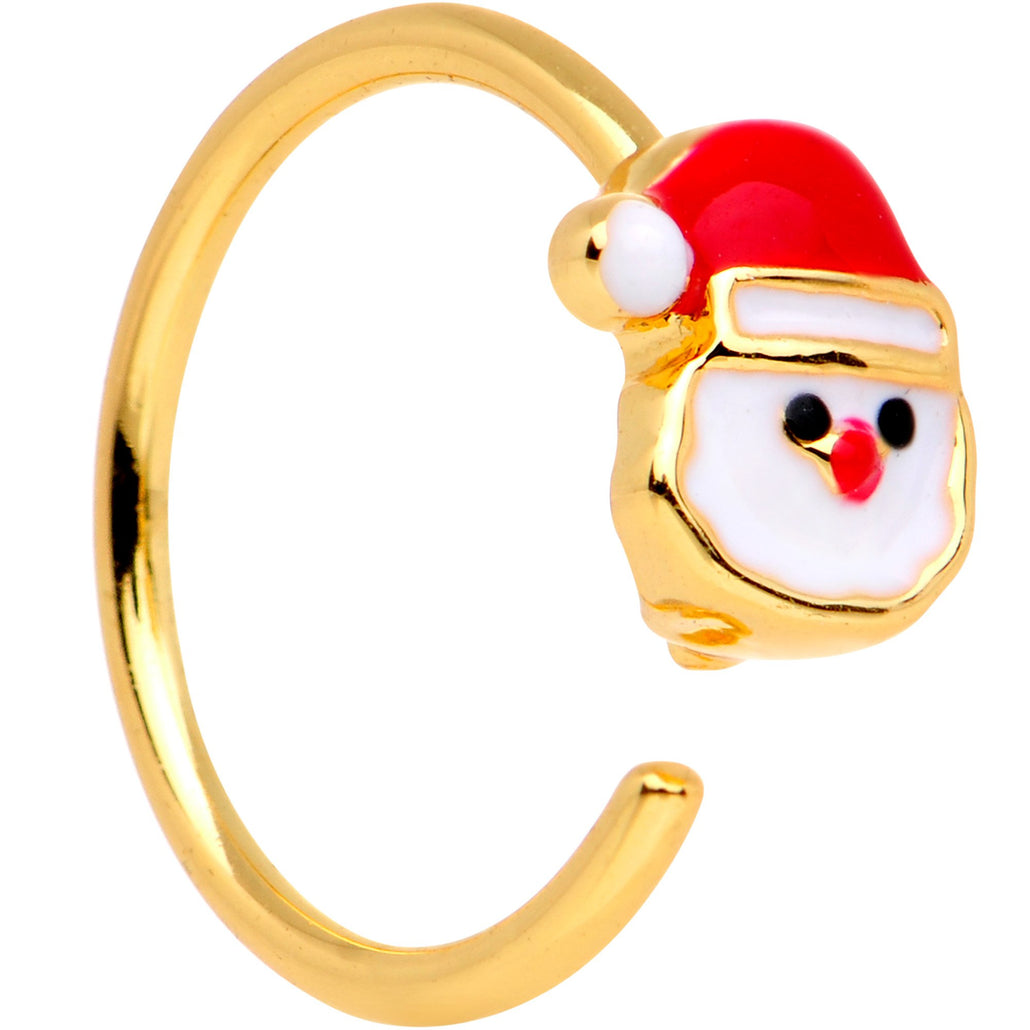 5/16" Gold Tone Plated Red White Santa Seamless Circular Ring