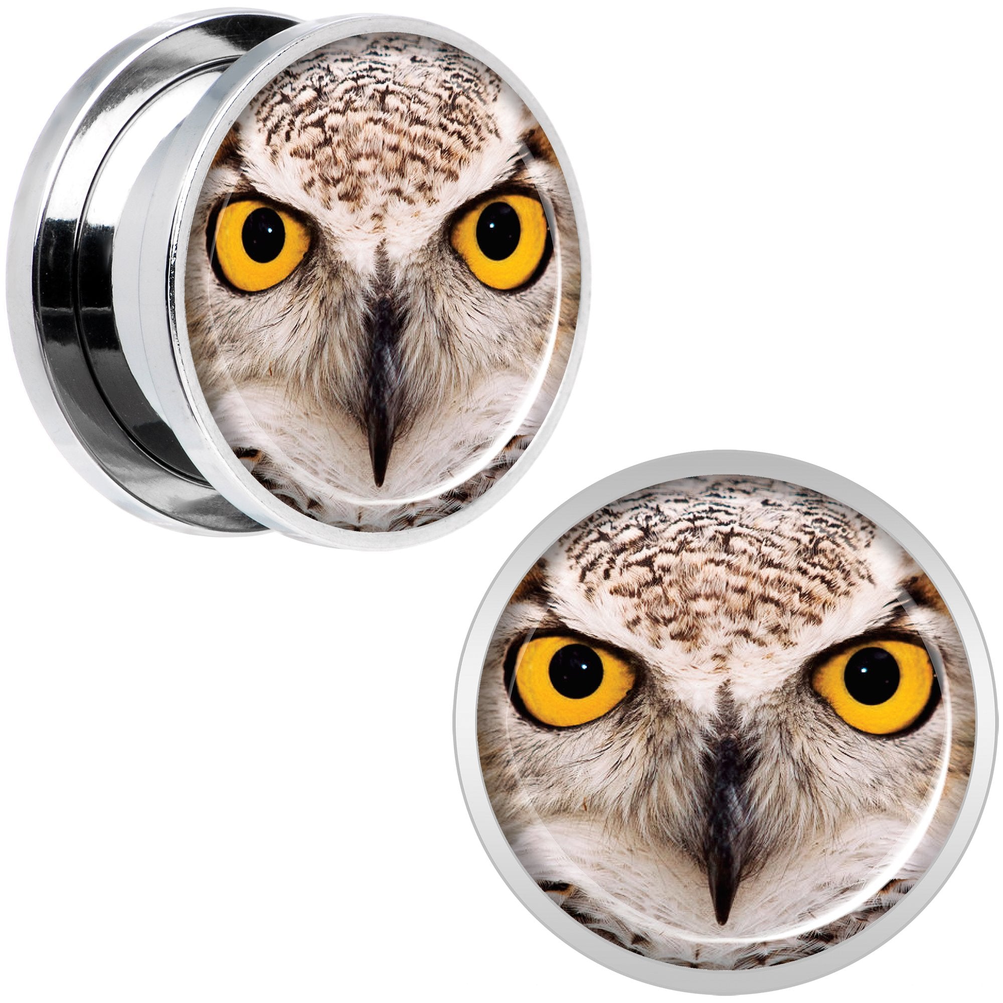 Full Color Owl Steel Screw Fit Plug Set 5/8