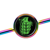 14 Gauge Green Grenade Rainbow Industrial Barbell 37mm