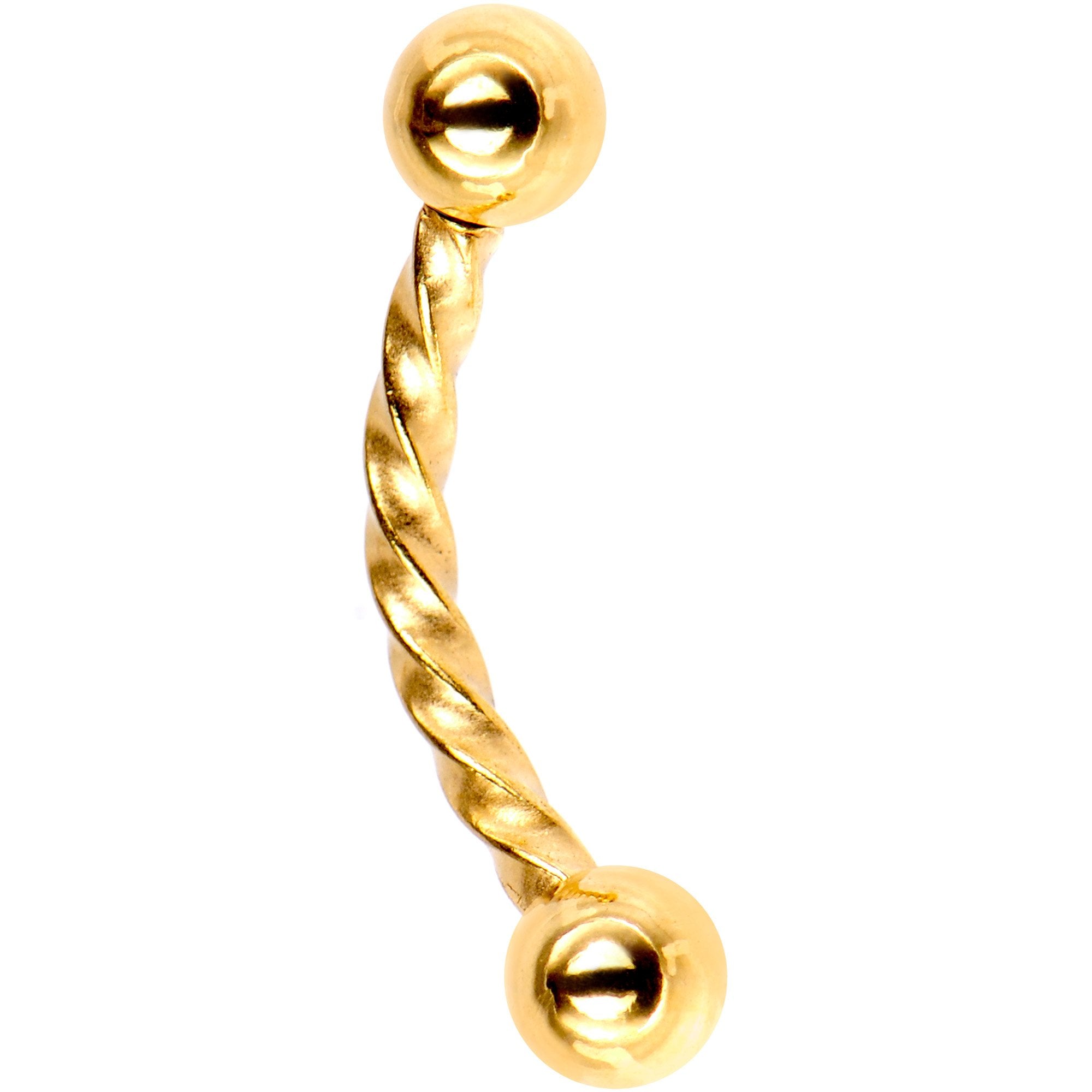 16 Gauge 5/16 Gold Tone IP Seriously Twisted Curved Eyebrow Ring
