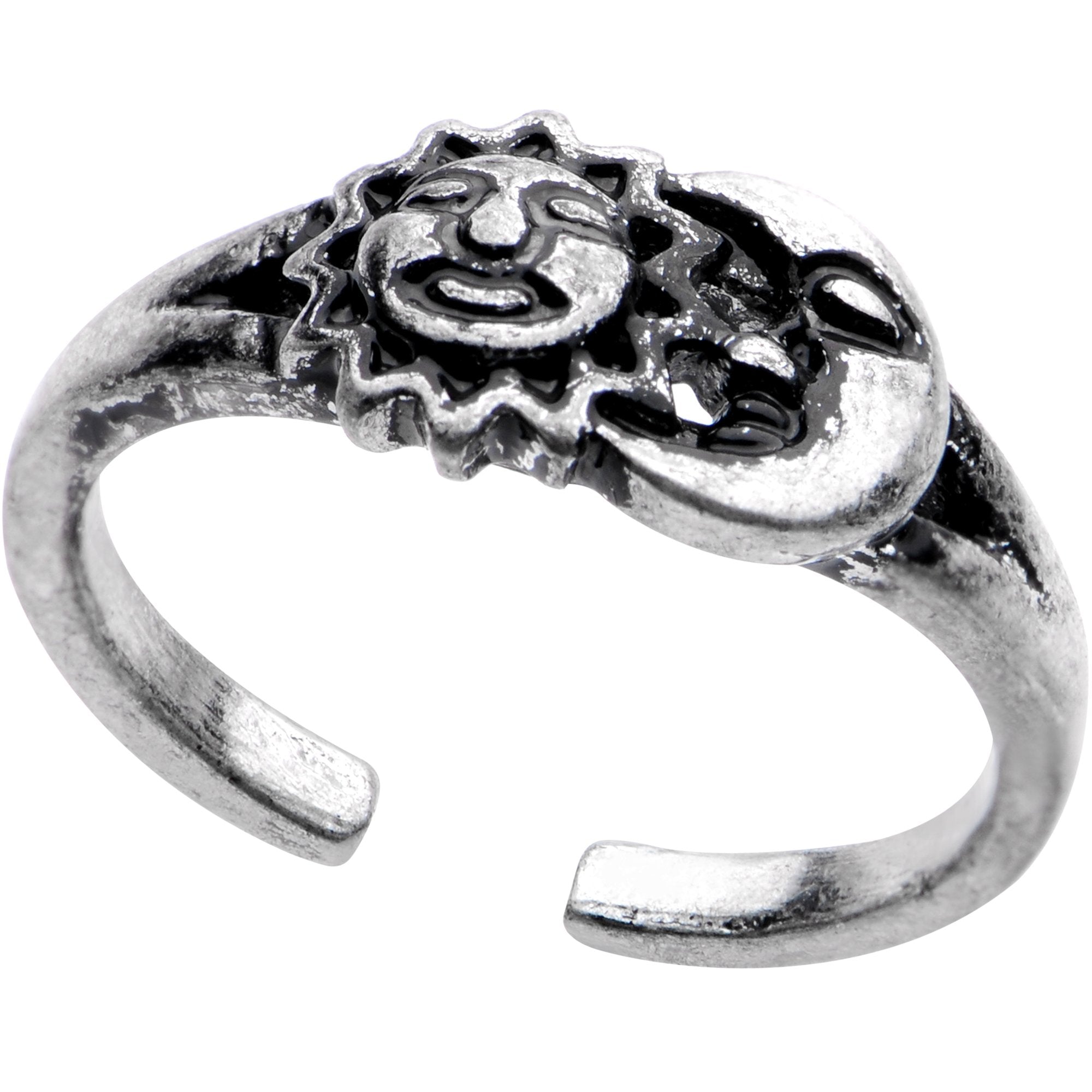 Silver Plated Sun and Moon Toe Ring