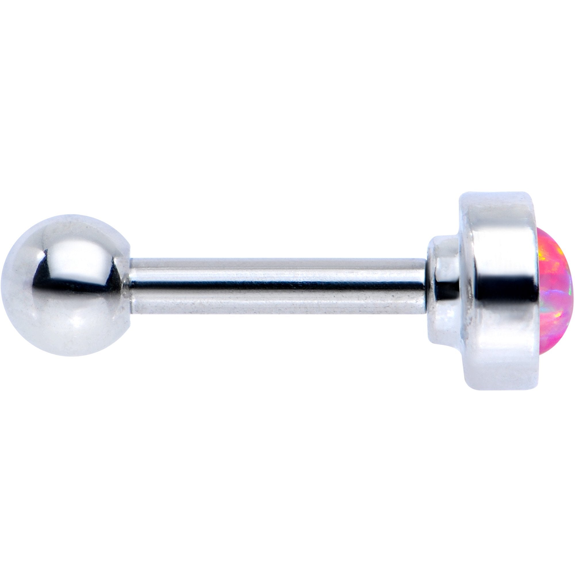 16 Gauge 1/4 Pink Faux Opal Tragus Cartilage Earring 3 Pack Set