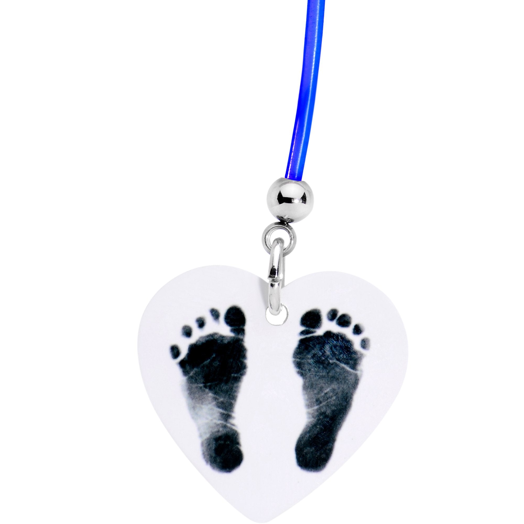 Handcrafted Blue Precious Footprints Dangle Pregnancy Belly Ring