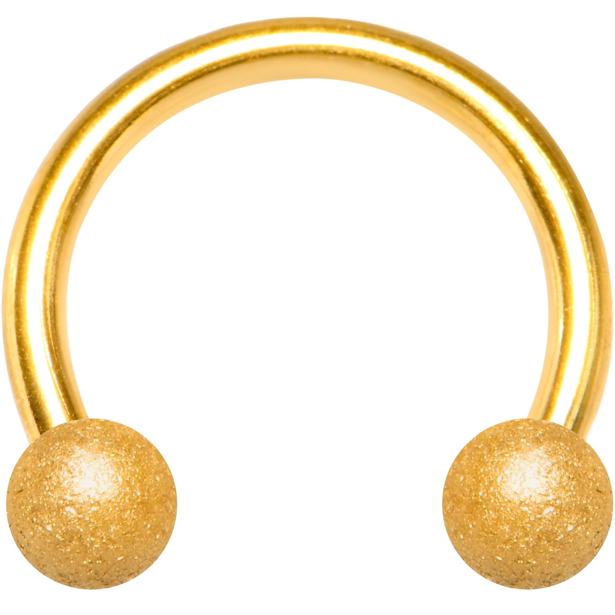 16G 5/16 Gold Color PVD Textured Horseshoe Circular Barbell