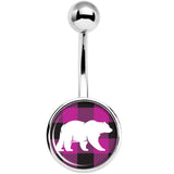 Pink Black Plaid Polar Bear Belly Ring