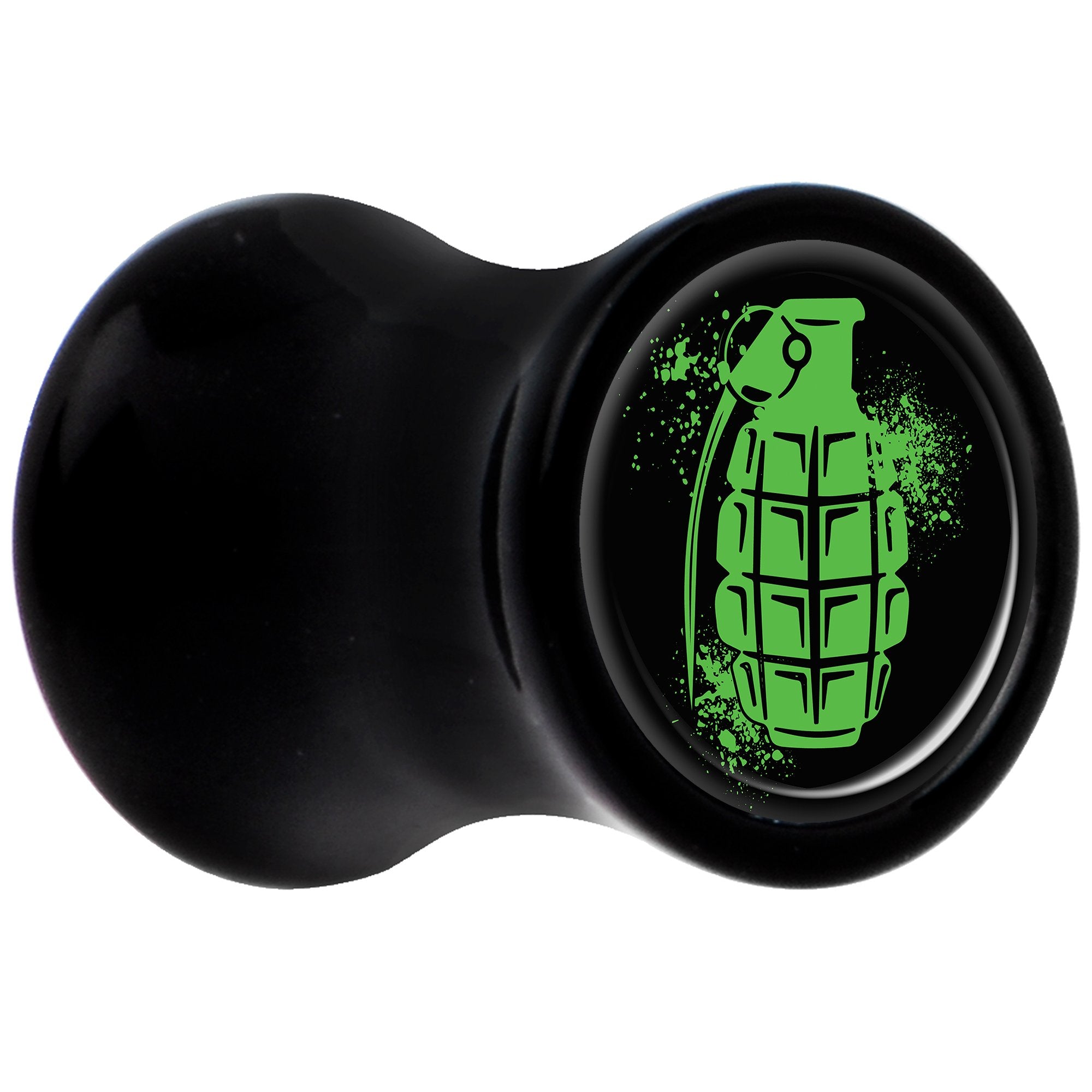 Black Acrylic Green Grenade Saddle Plug Set 2G