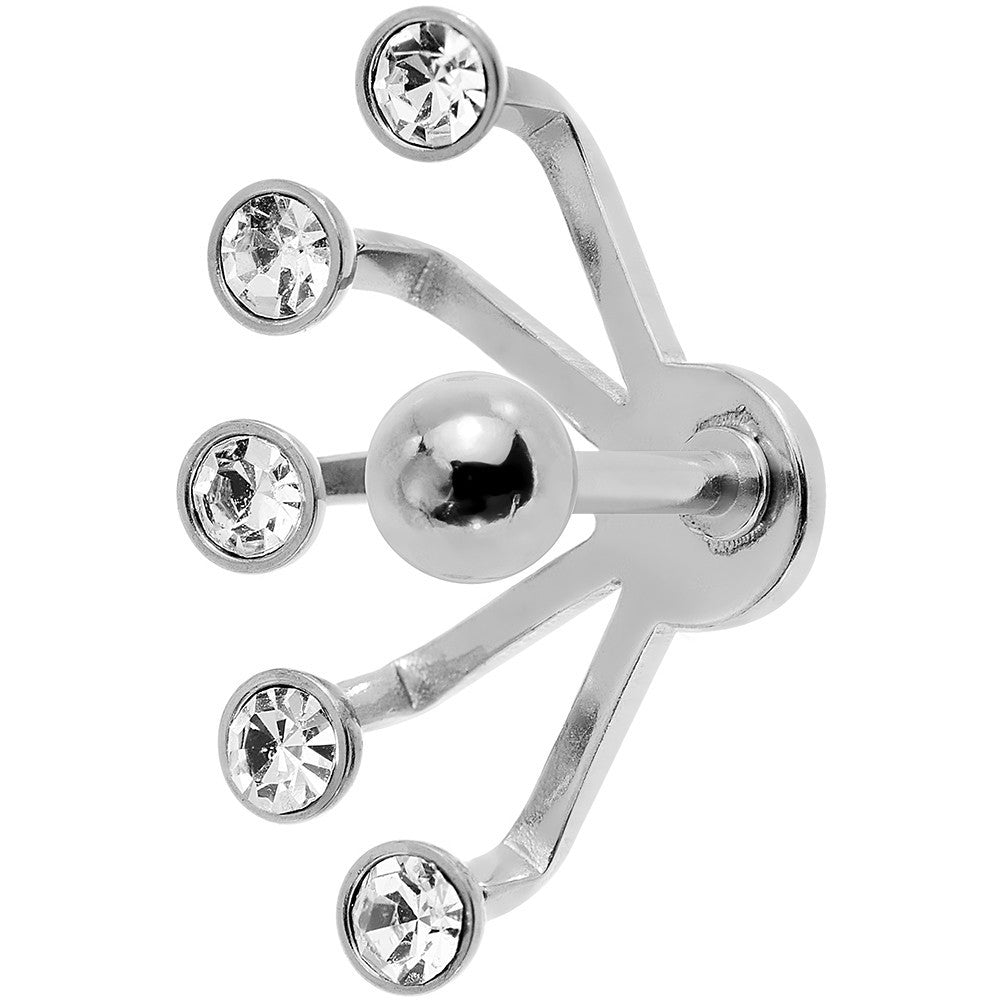 16G 1/4 Clear Gem Steel Glam Fan Cuff Cartilage Earring