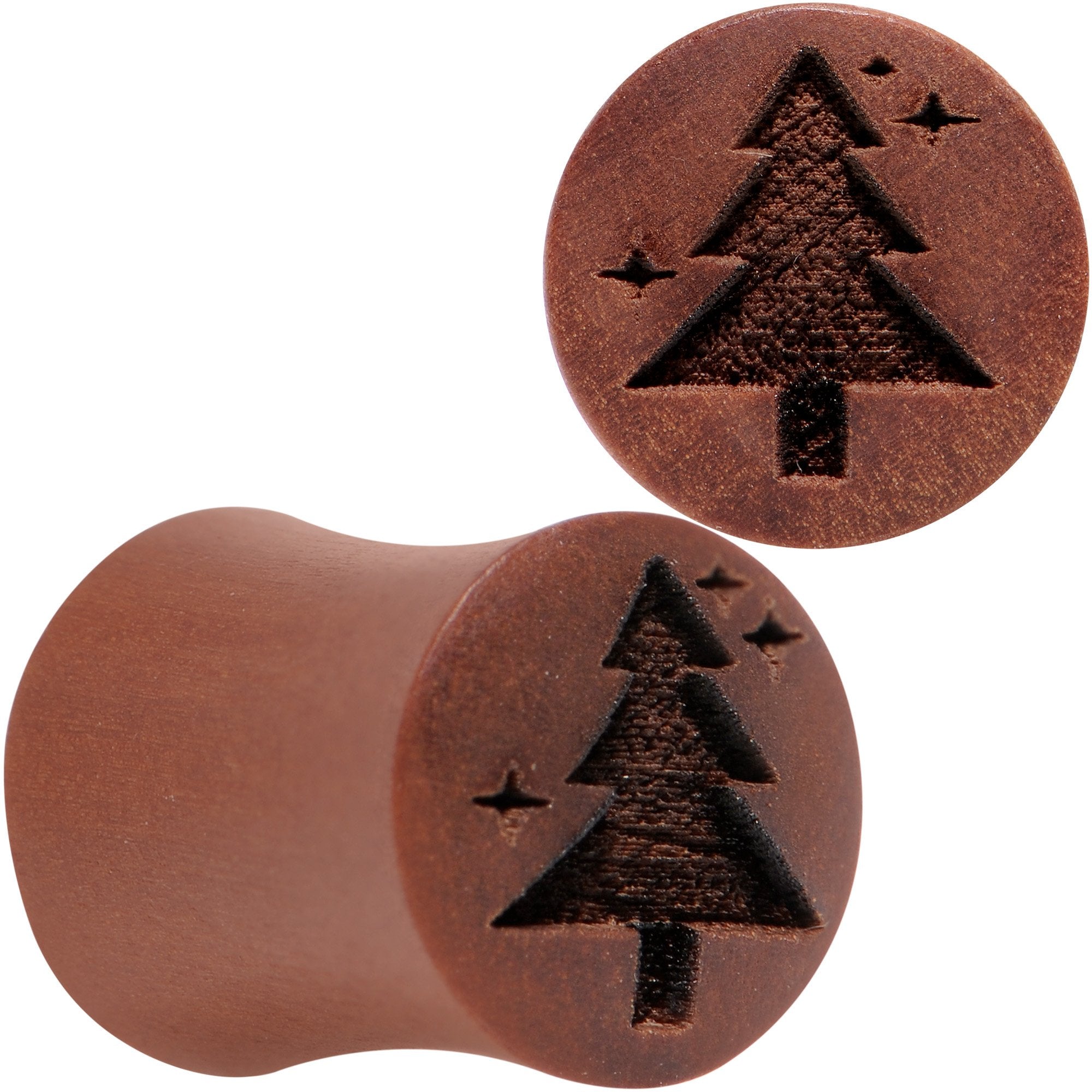 Organic Sawo Wood Christmas Tree Saddle Plug Set Sizes 8mm to 25mm