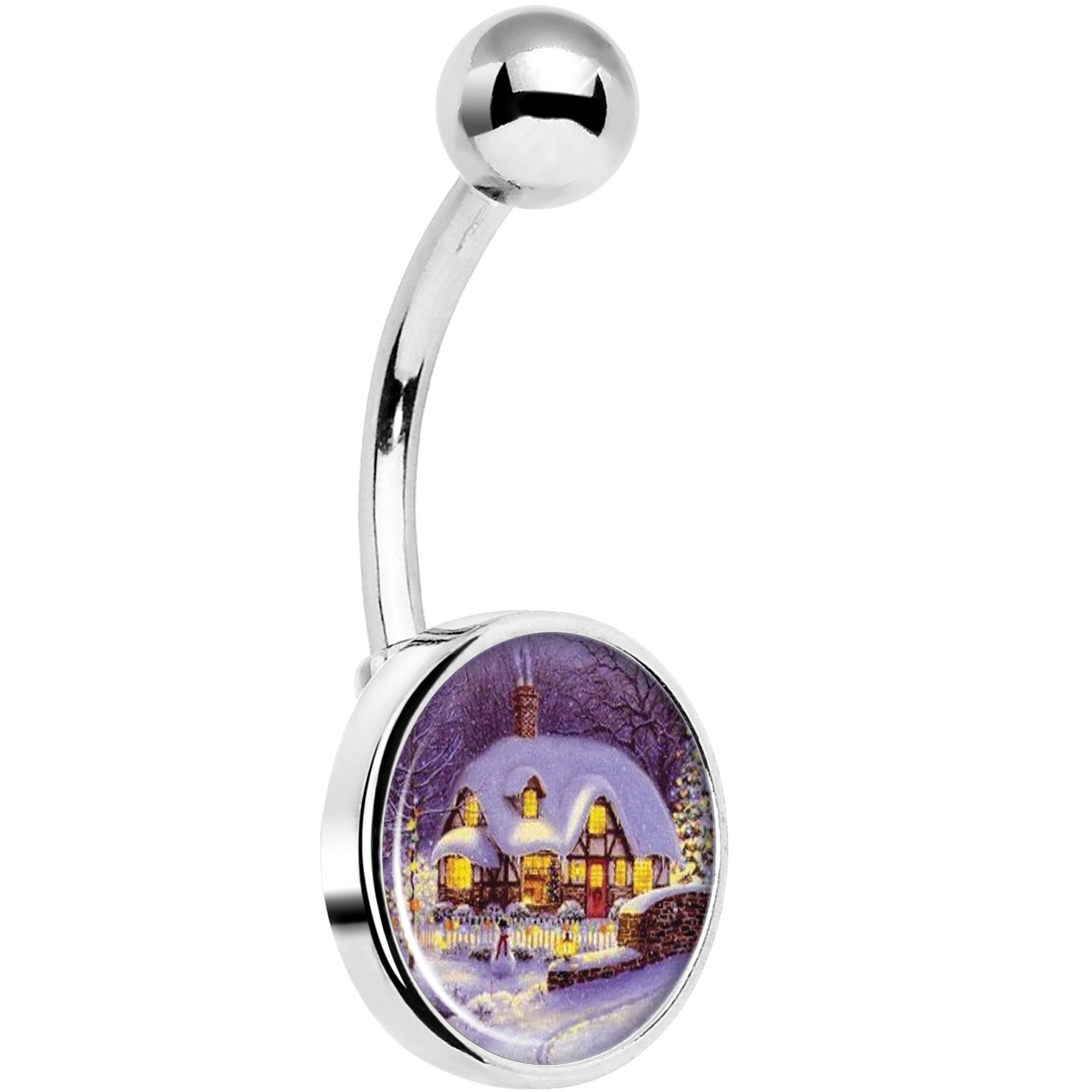 Advent Christmas Village Hypoallergenic Stainless Steel Belly Ring