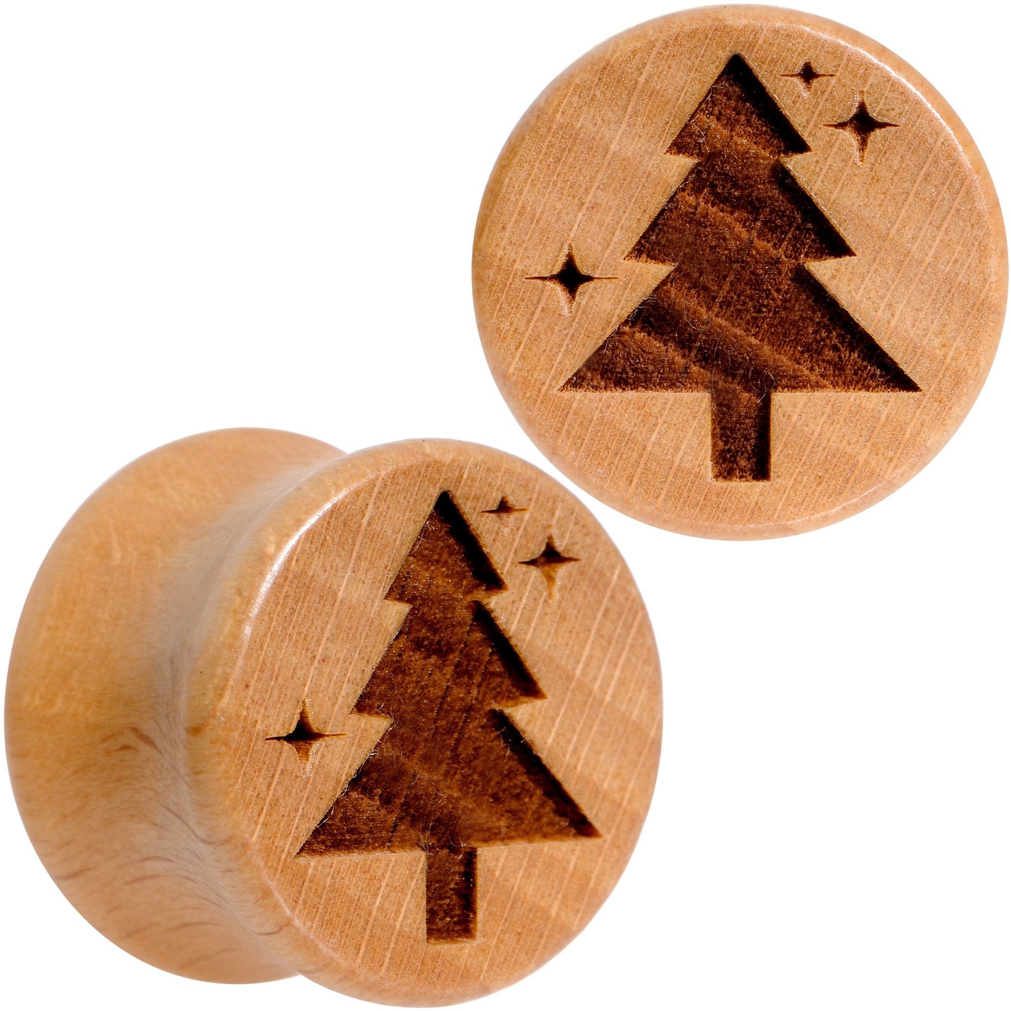 Organic Beechwood Christmas Tree Saddle Plug Set Sizes 8mm to 25mm