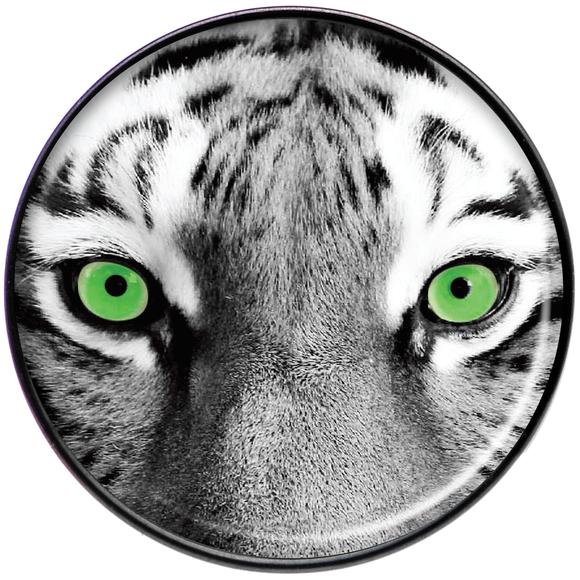 Black White Tiger Eyes Black Barbell Tongue Ring