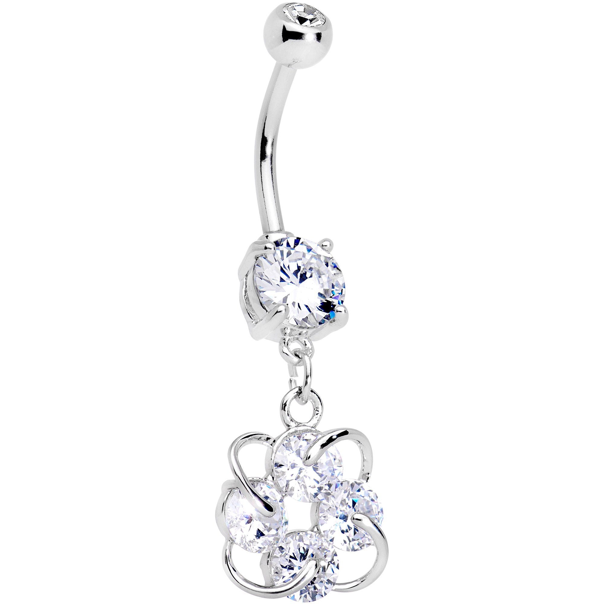 Clear Gem Noble Knot Dangle Belly Ring