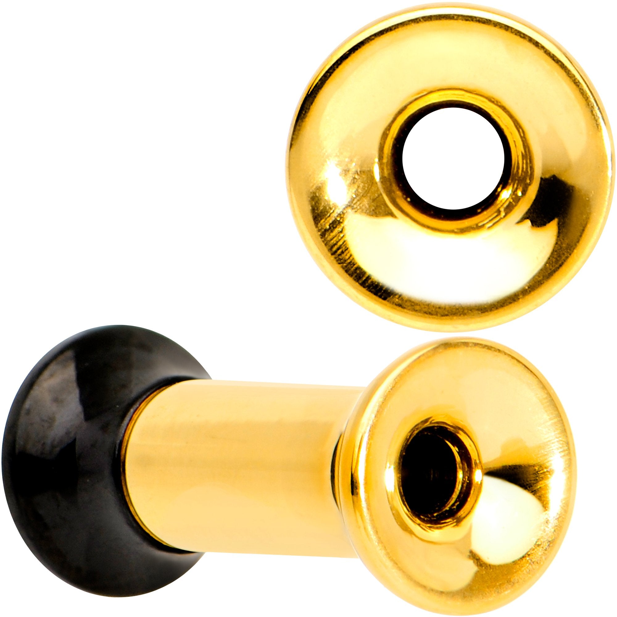 Gold PVD Black Two Tone Screw Fit Tunnel Plug Set 3mm to 16mm