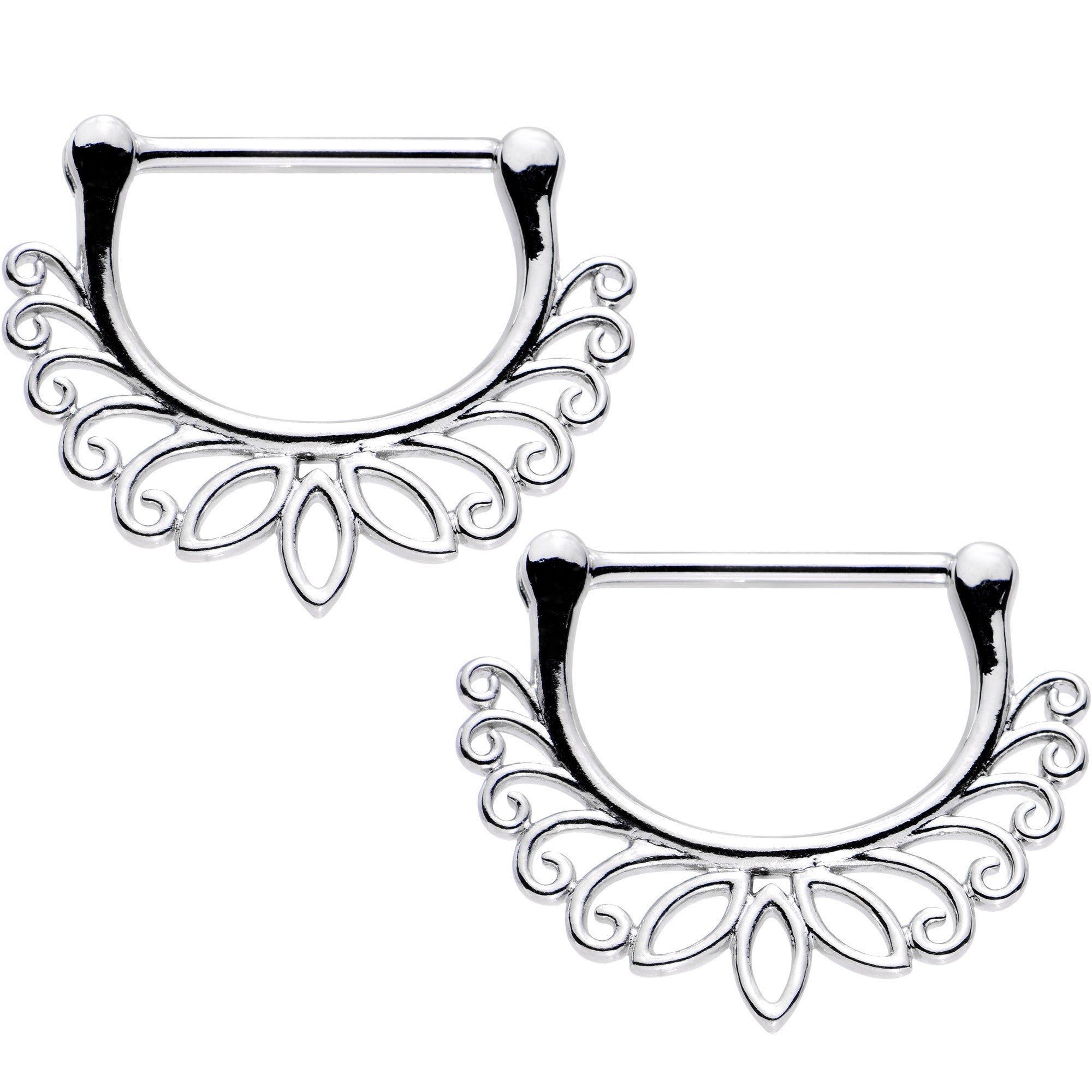 14G 9/16 Leaves of the Lotus Flower Nipple Clicker Set