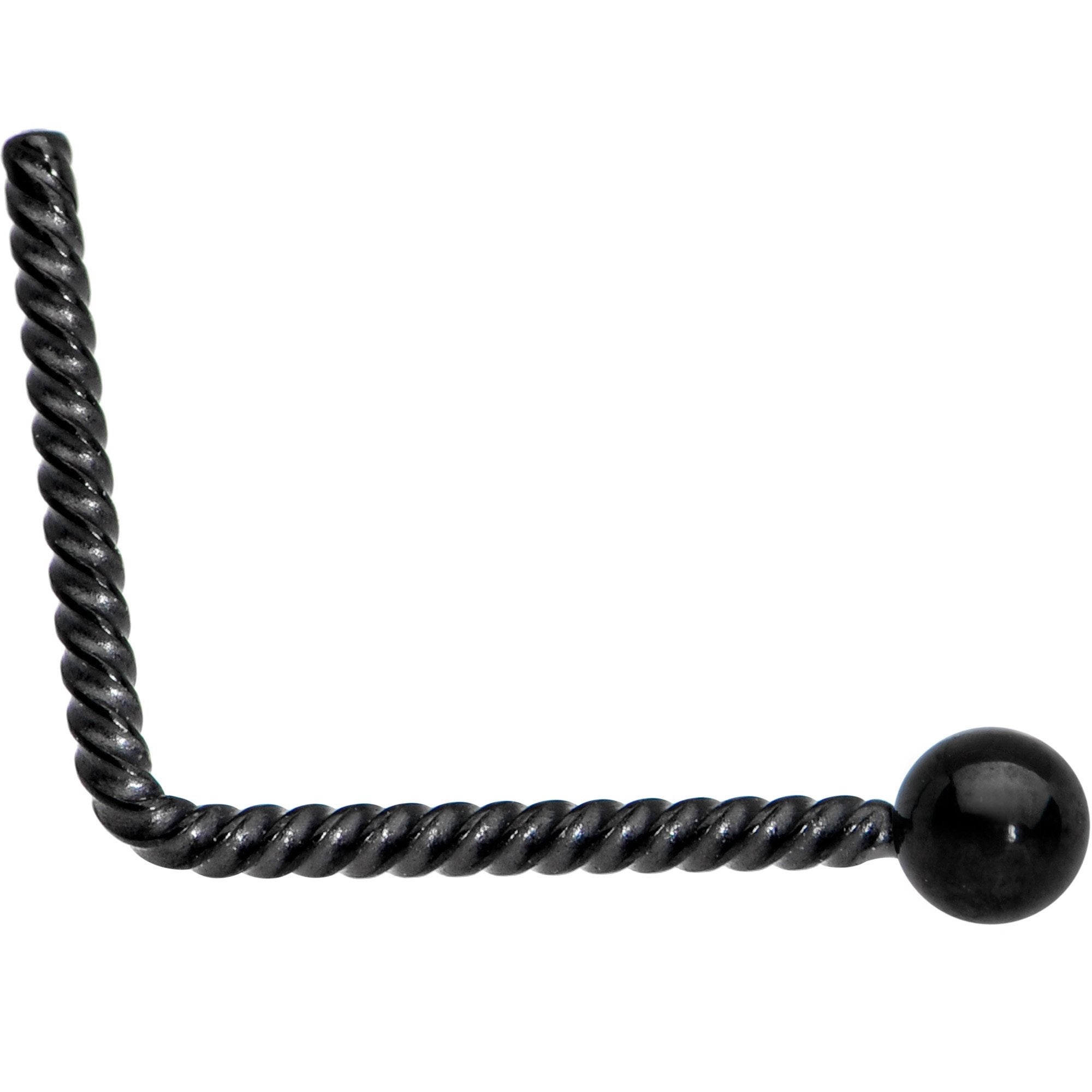 2mm Ball End Black IP So Twisted L Shaped Nose Ring
