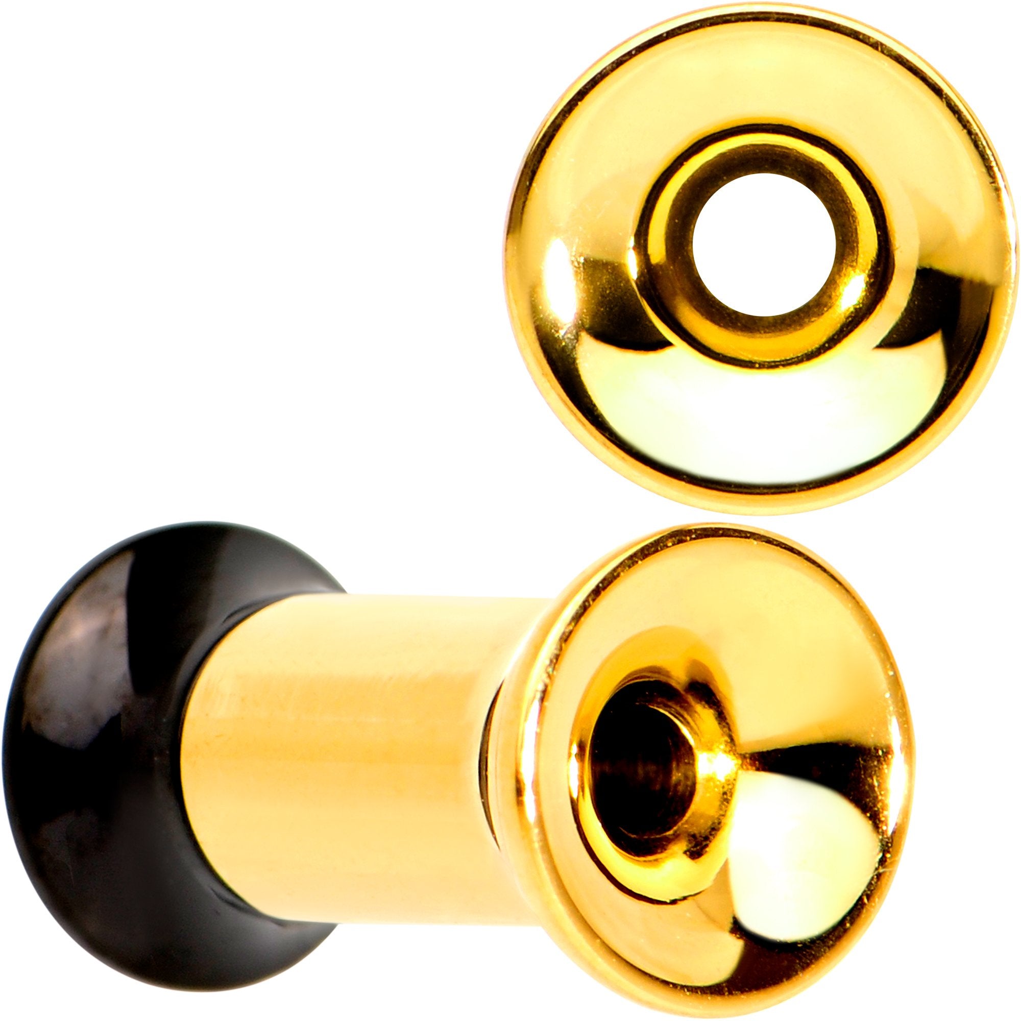 Gold PVD Black Two Tone Screw Fit Tunnel Plug Set 3mm to 16mm