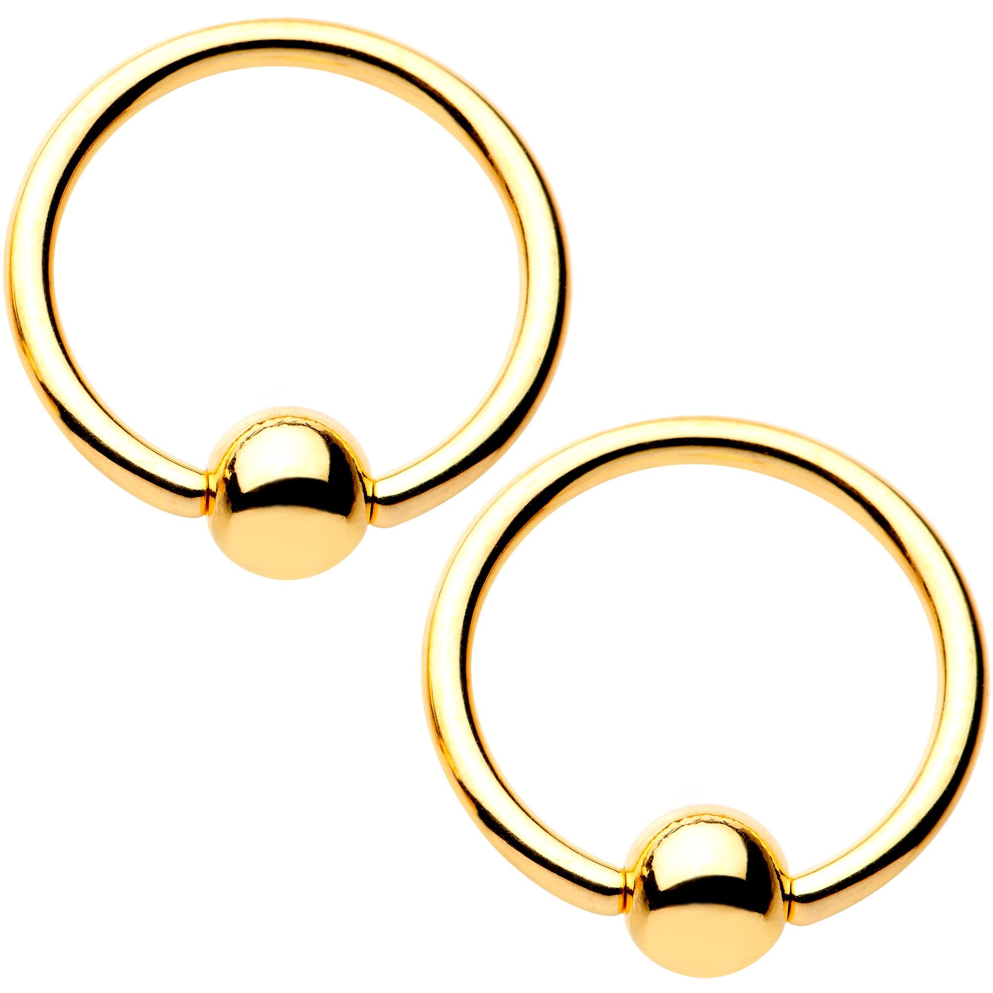 14 Gauge Blue Gem Gold Tone Sccop Captive Ring Barbell Nipple Ring Set