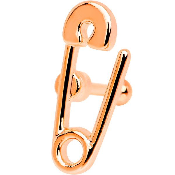 16 Gauge 1/4 Rose Gold PVD Open Safety Pin Tragus Cartilage Earring