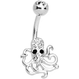 Clear Black Gem Scary Nautical Octopus Belly Ring