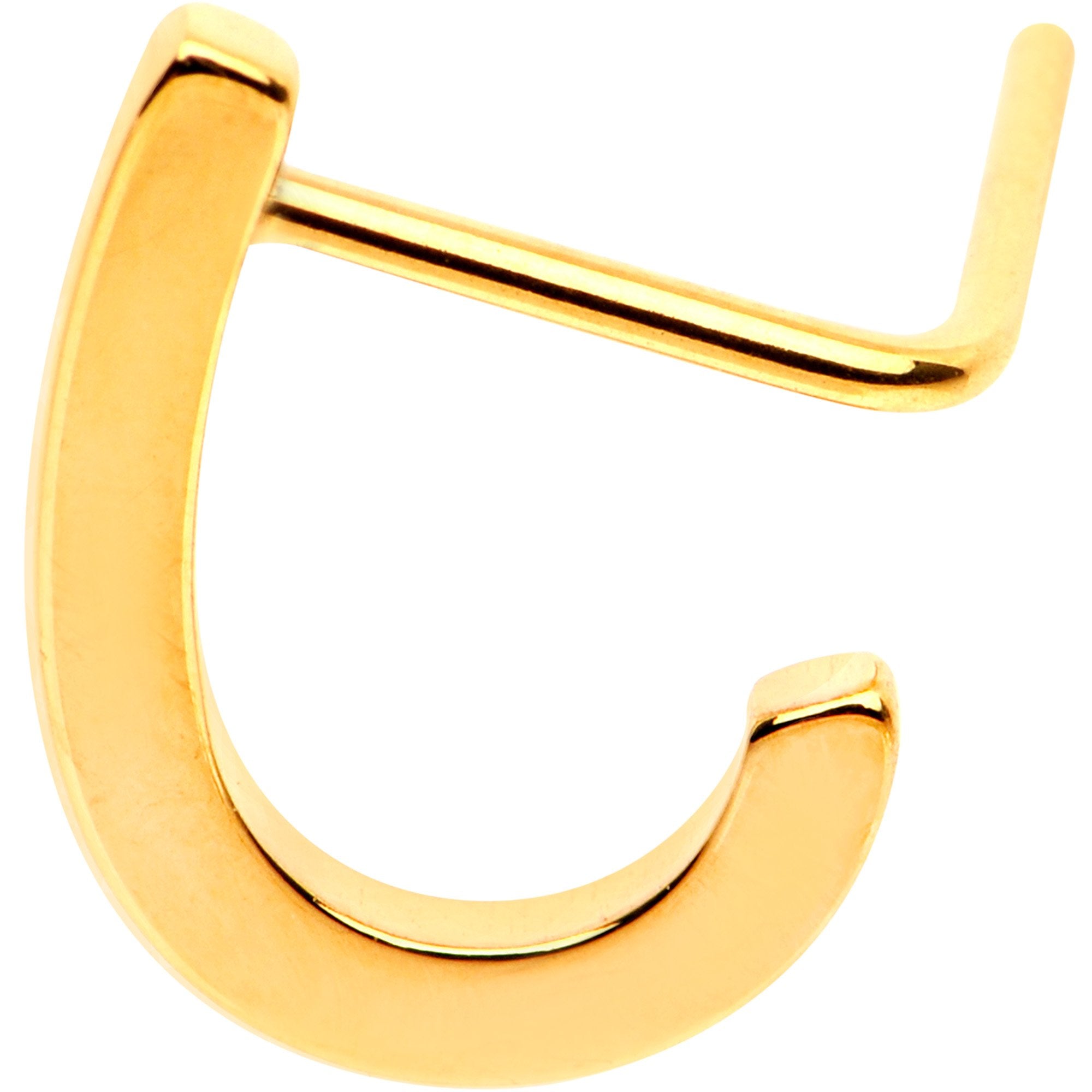 20 Gauge Gold Tone Faux Hoop L Shaped Nose Ring