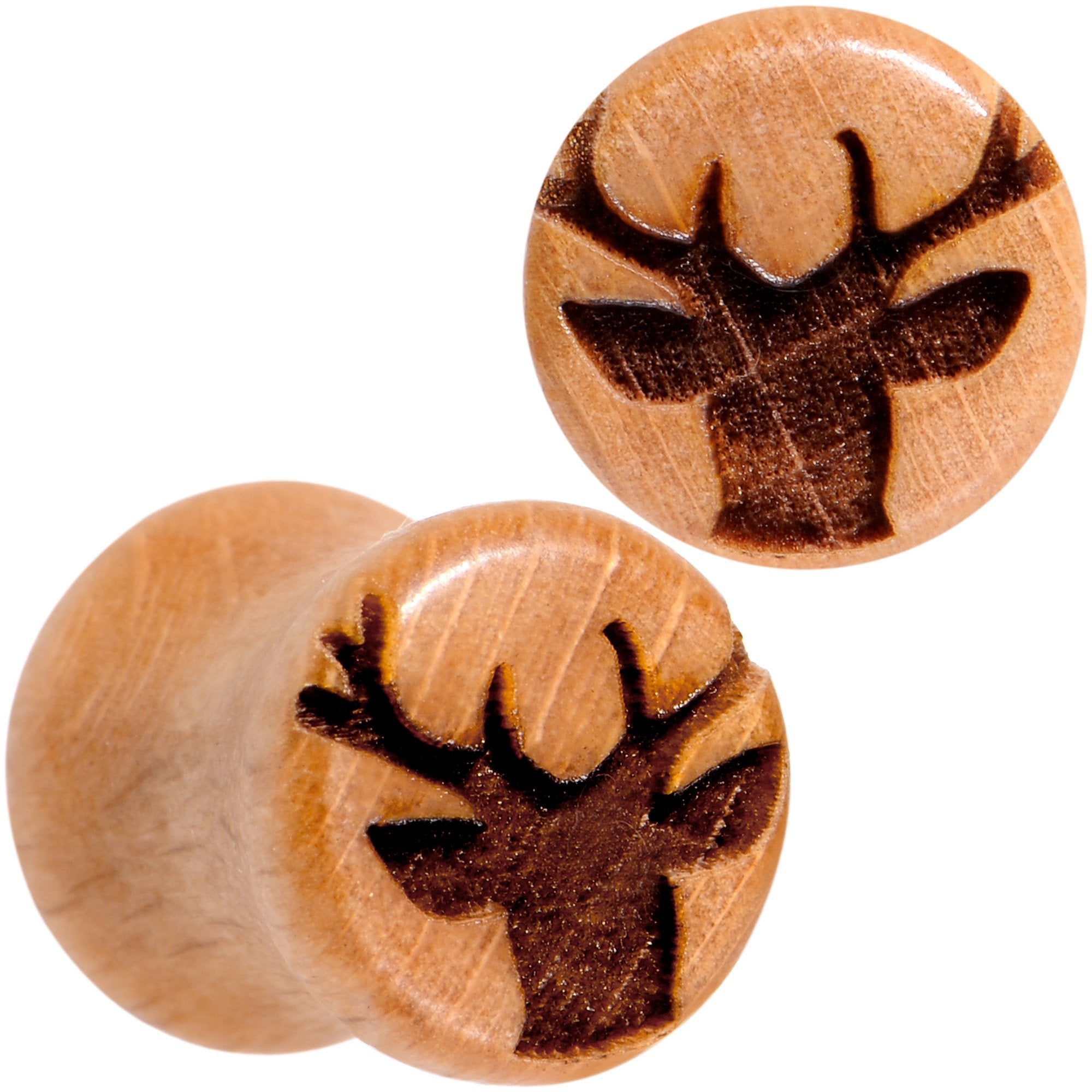 Organic Beechwood Holiday Antler Deer Saddle Plug Set Sizes 8mm to 25mm