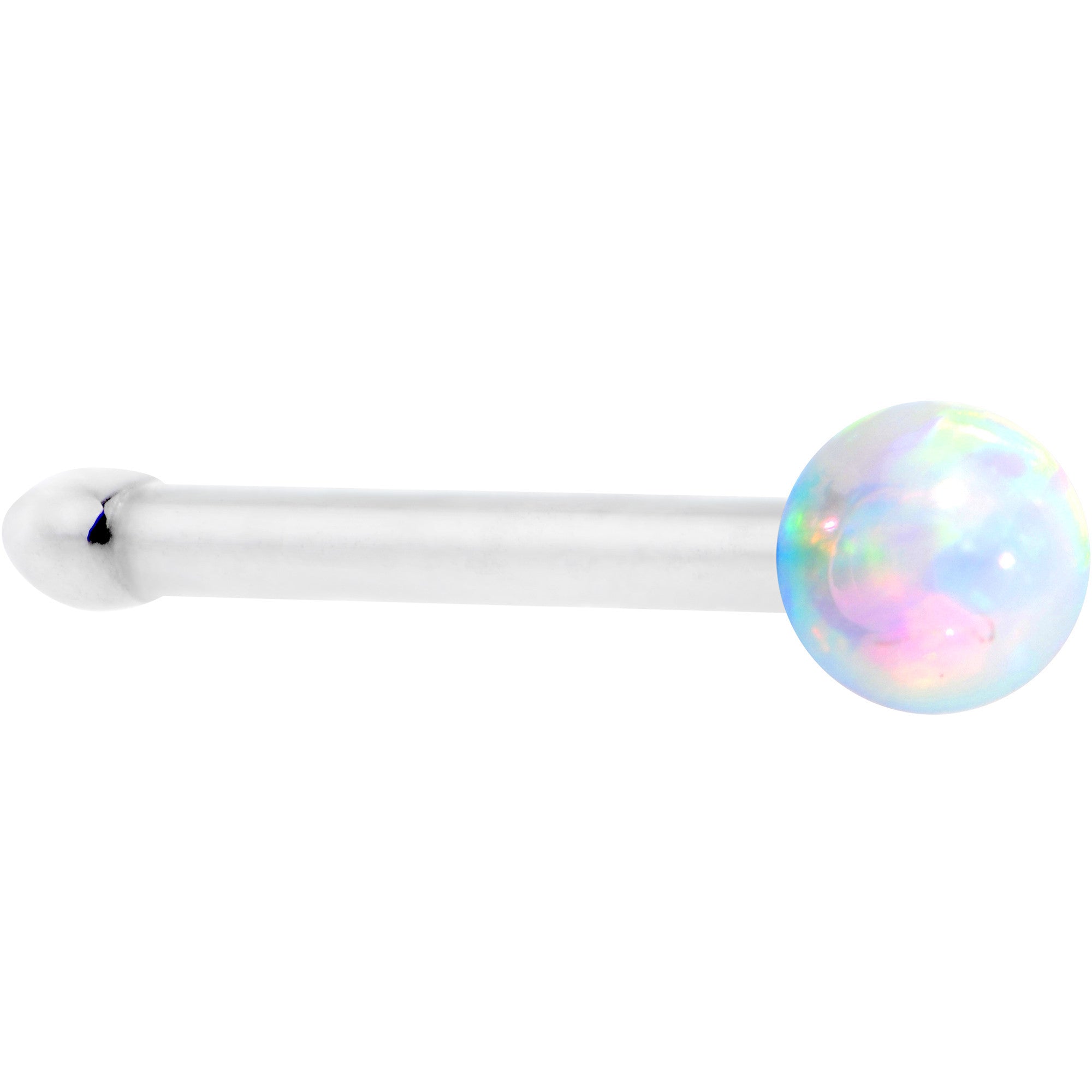 20 Gauge White Synthetic Opal Stud Stainless Steel Nose Bone