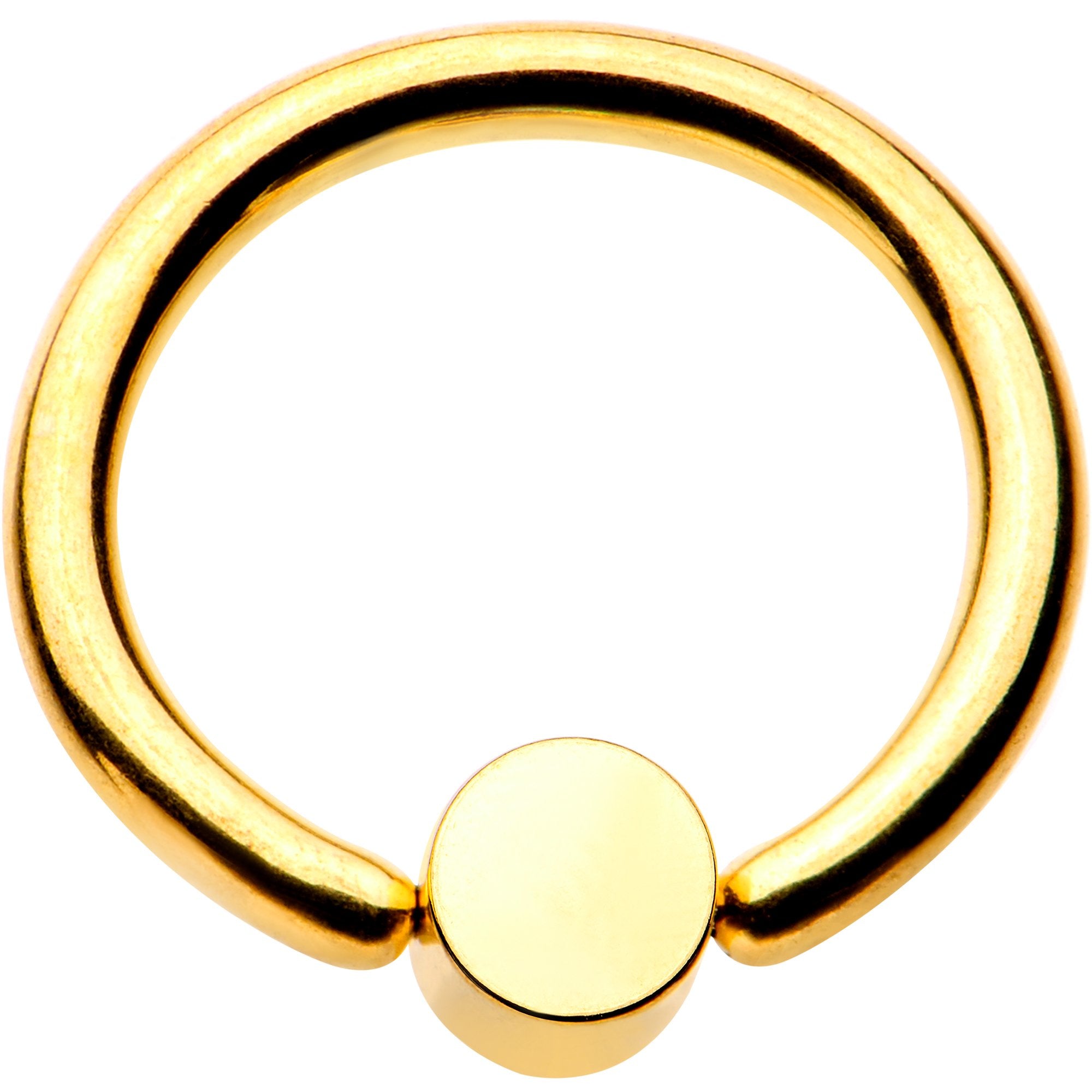 16 Gauge 5/16 Aqua Faux Opal 3mm Disc Gold IP BCR Captive Ring