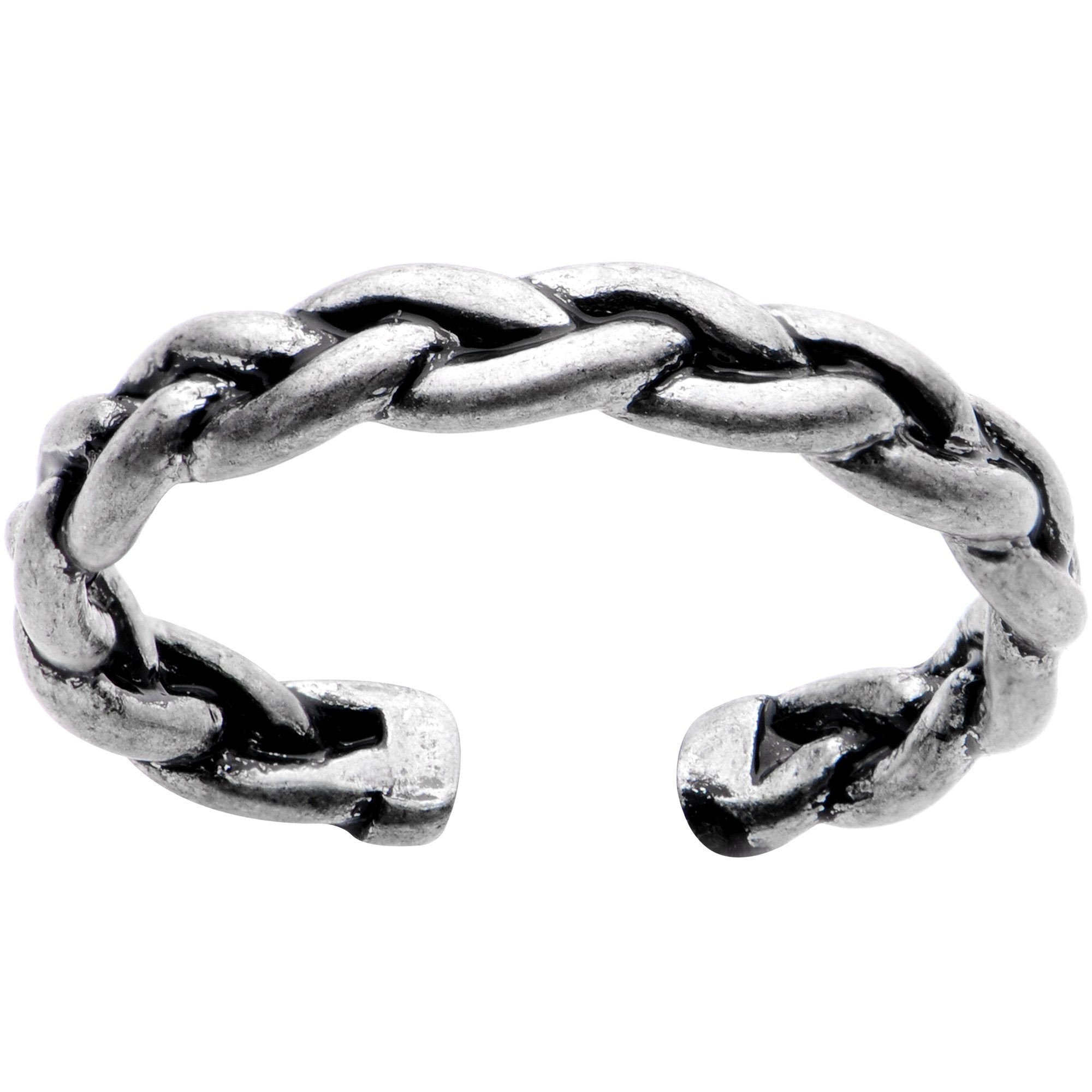 Silver Plated Braided Rope Toe Ring