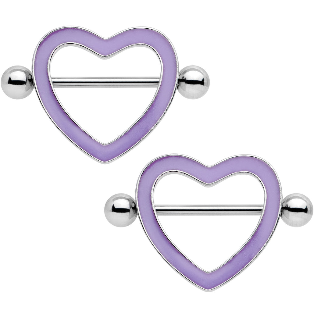 3/4" Purple Glow in the Dark Valentine Heart Nipple Shield Set