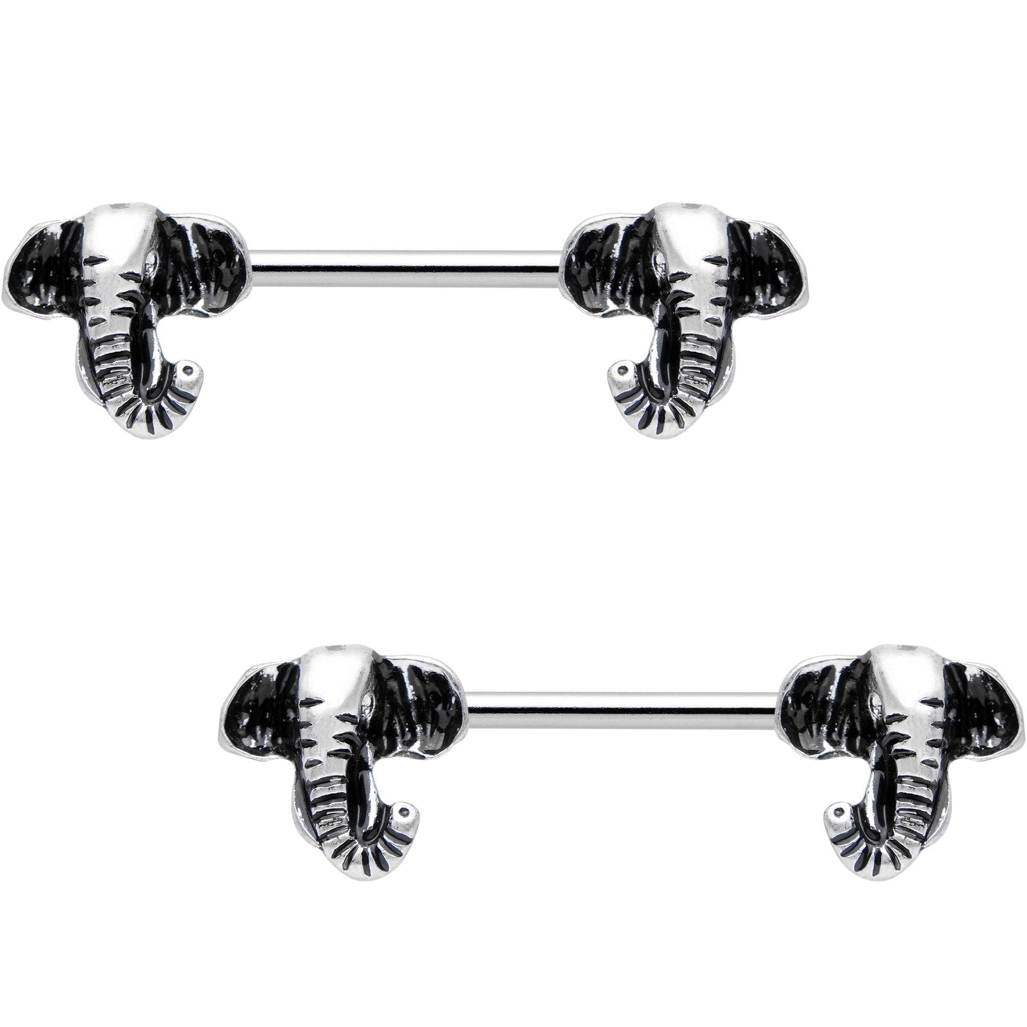 14G 5/8 Elephant Trunk Barbell Nipple Ring Set